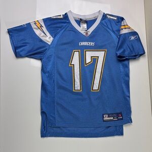 Reebok Blue and White Chargers Jersey Rivers 17